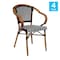 Flash Furniture Bordeaux French Bistro Stacking Chair w/Arms, Black/White PE Rattan/Bamboo Print Alum Frame, 4PK 4-SDA-ADS642142-BKWH-NAT-GG - alternate 9